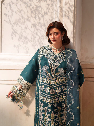 Mahnur | Nilofer Luxury Lawn 26 | NL-13-Brand:Mahnur-Type:Ladies Clothes-Teal Green-Lawn-House of Maryam- Buy in UK, USA