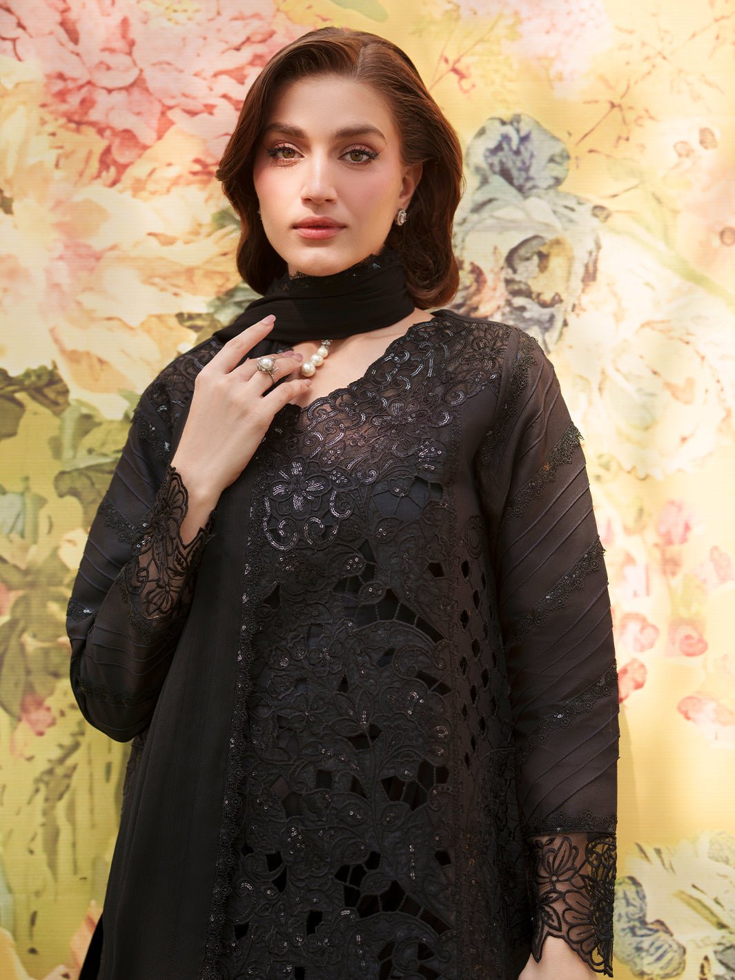 Mahnur | Nilofer Luxury Lawn 26 | NL-14-Brand:Mahnur-Type:Ladies Clothes-Black-Lawn-House of Maryam- Buy in UK, USA