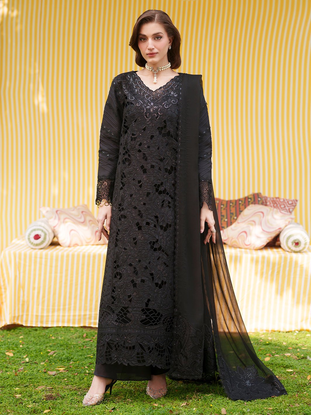 Mahnur | Nilofer Luxury Lawn 26 | NL-14-Brand:Mahnur-Type:Ladies Clothes-Black-Lawn-House of Maryam- Buy in UK, USA