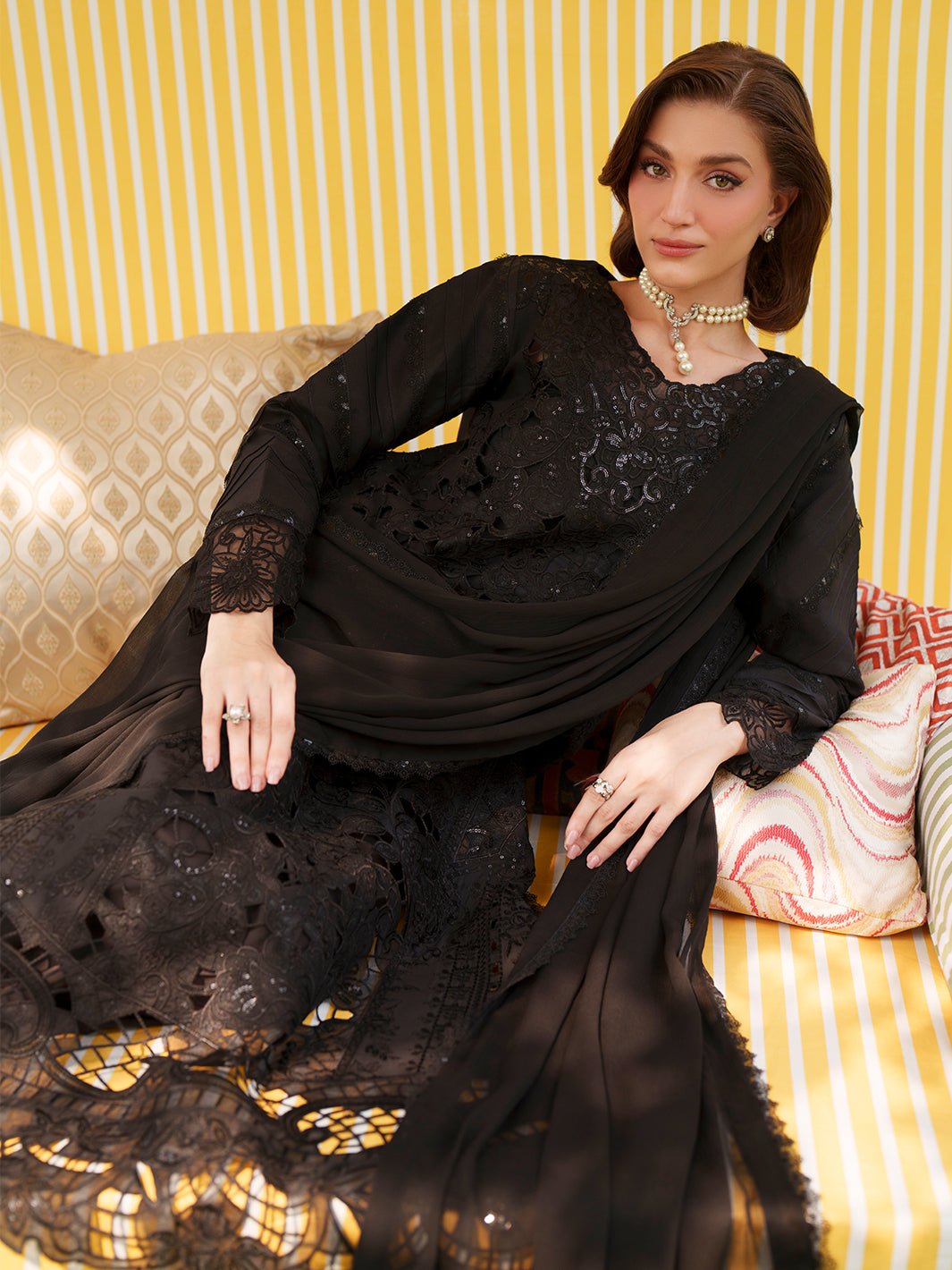 Mahnur | Nilofer Luxury Lawn 26 | NL-14-Brand:Mahnur-Type:Ladies Clothes-Black-Lawn-House of Maryam- Buy in UK, USA