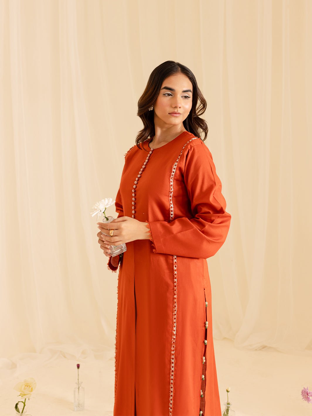 Mahnur | Petal Whispers Lawn Pret | Aster-Brand:Mahnur-Type:Ladies Clothes-Orange-Lawn-House of Maryam- Buy in UK, USA