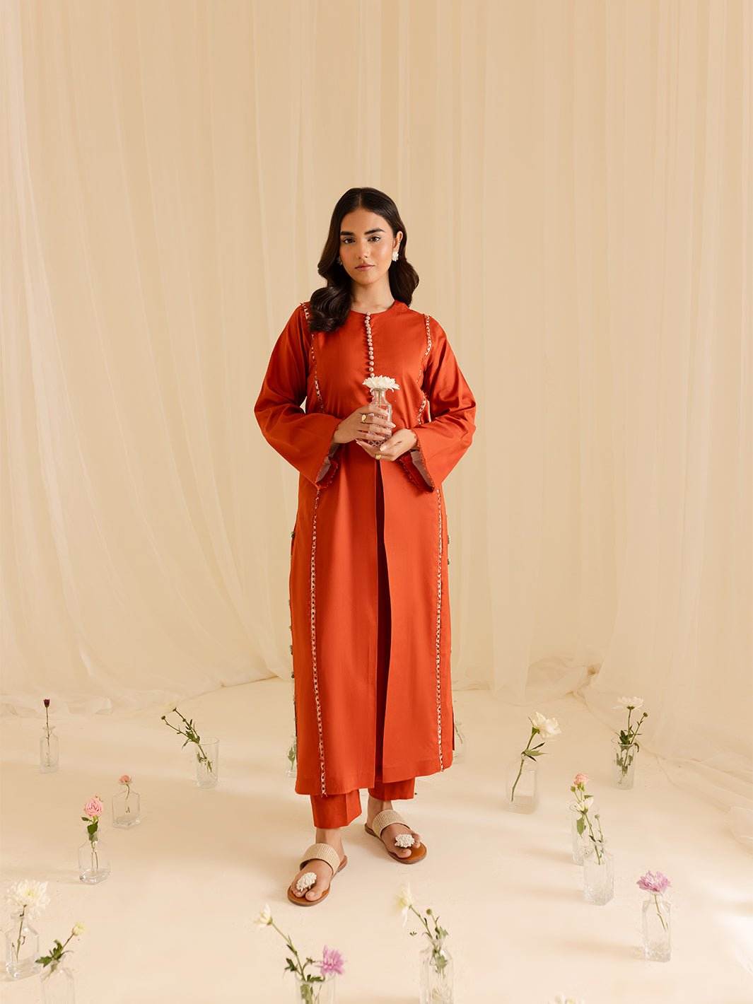 Mahnur | Petal Whispers Lawn Pret | Aster-Brand:Mahnur-Type:Ladies Clothes-Orange-Lawn-House of Maryam- Buy in UK, USA
