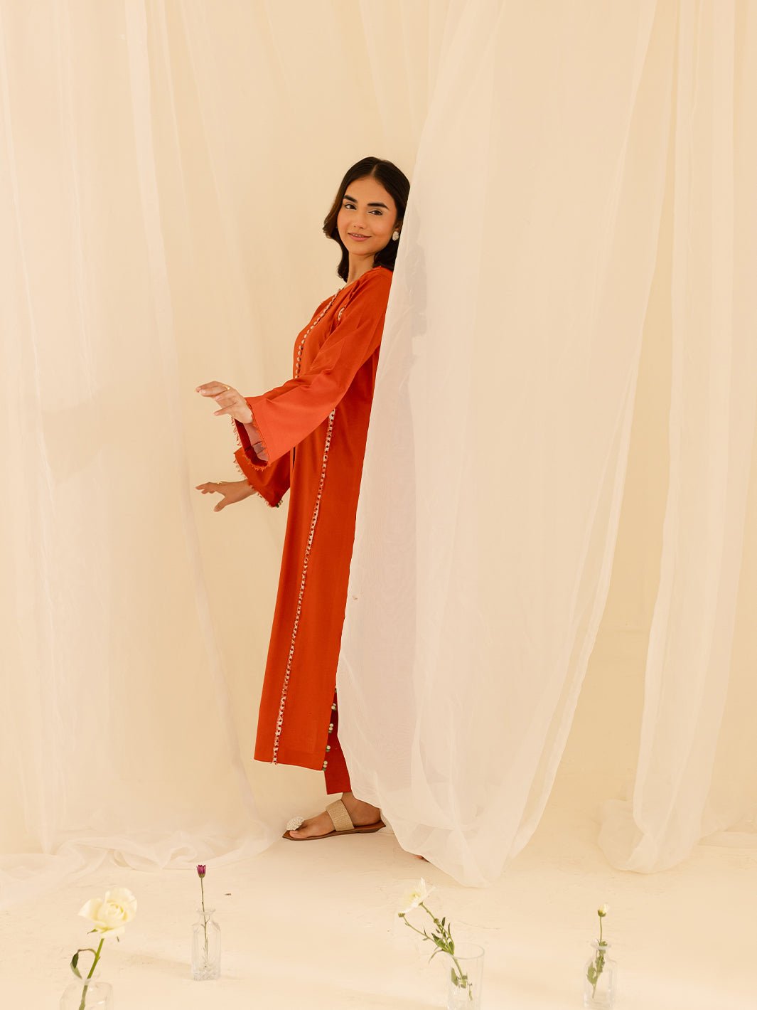 Mahnur | Petal Whispers Lawn Pret | Aster-Brand:Mahnur-Type:Ladies Clothes-Orange-Lawn-House of Maryam- Buy in UK, USA