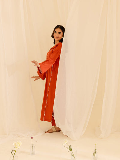 Mahnur | Petal Whispers Lawn Pret | Aster-Brand:Mahnur-Type:Ladies Clothes-Orange-Lawn-House of Maryam- Buy in UK, USA