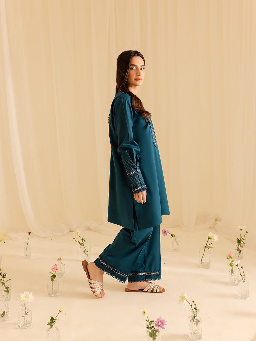 Mahnur | Petal Whispers Lawn Pret | Asteria-Brand:Mahnur-Type:Ladies Clothes-Dark Teal-Lawn-House of Maryam- Buy in UK, USA