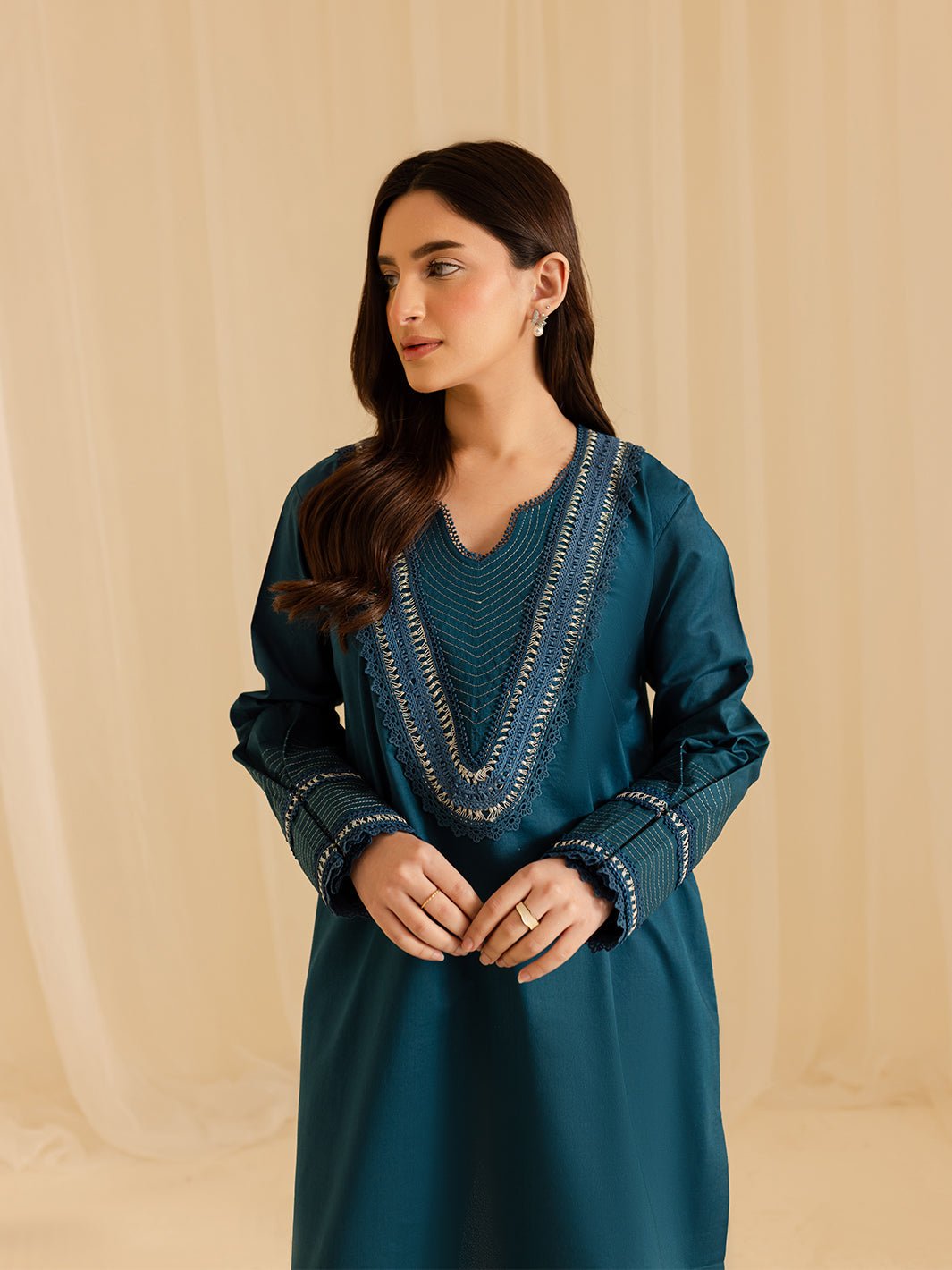 Mahnur | Petal Whispers Lawn Pret | Asteria-Brand:Mahnur-Type:Ladies Clothes-Dark Teal-Lawn-House of Maryam- Buy in UK, USA