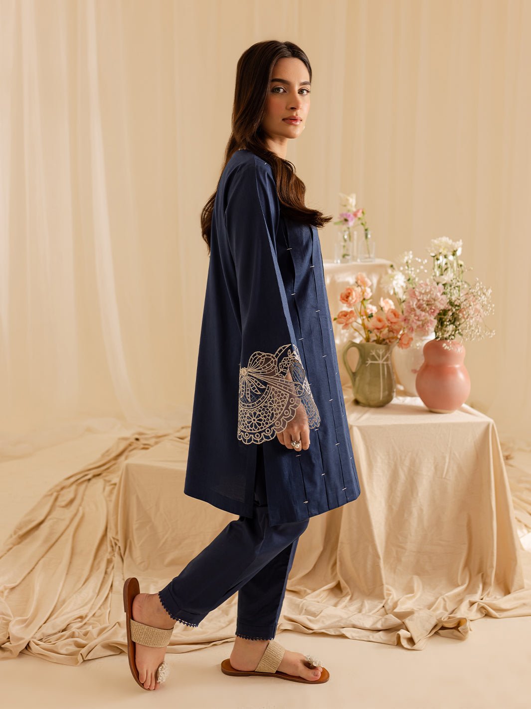 Mahnur | Petal Whispers Lawn Pret | Bluebell-Brand:Mahnur-Type:Ladies Clothes-Navy-Lawn-House of Maryam- Buy in UK, USA