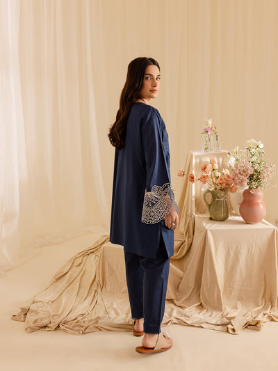 Mahnur | Petal Whispers Lawn Pret | Bluebell-Brand:Mahnur-Type:Ladies Clothes-Navy-Lawn-House of Maryam- Buy in UK, USA