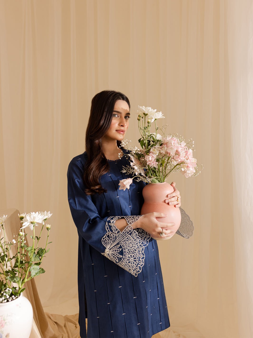 Mahnur | Petal Whispers Lawn Pret | Bluebell-Brand:Mahnur-Type:Ladies Clothes-Navy-Lawn-House of Maryam- Buy in UK, USA