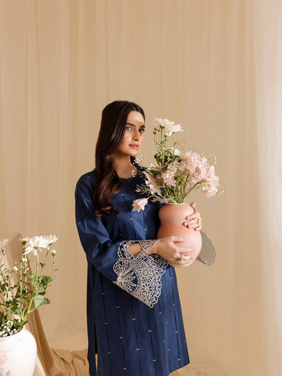 Mahnur | Petal Whispers Lawn Pret | Bluebell-Brand:Mahnur-Type:Ladies Clothes-Navy-Lawn-House of Maryam- Buy in UK, USA