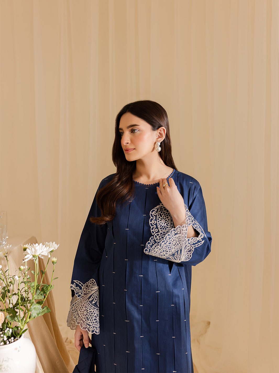 Mahnur | Petal Whispers Lawn Pret | Bluebell-Brand:Mahnur-Type:Ladies Clothes-Navy-Lawn-House of Maryam- Buy in UK, USA