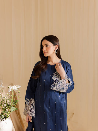 Mahnur | Petal Whispers Lawn Pret | Bluebell-Brand:Mahnur-Type:Ladies Clothes-Navy-Lawn-House of Maryam- Buy in UK, USA