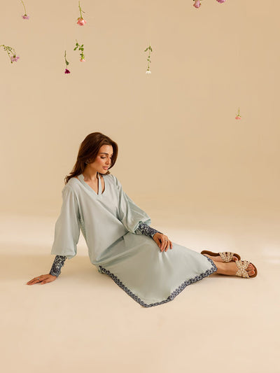 Mahnur | Petal Whispers Lawn Pret | Crystal-Brand:Mahnur-Type:Ladies Clothes-Ice Blue-Lawn-House of Maryam- Buy in UK, USA