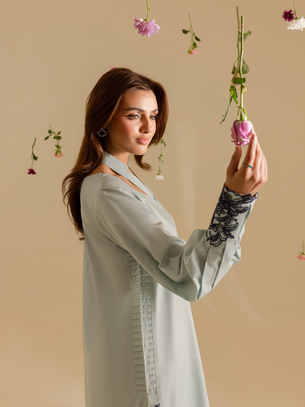 Mahnur | Petal Whispers Lawn Pret | Crystal-Brand:Mahnur-Type:Ladies Clothes-Ice Blue-Lawn-House of Maryam- Buy in UK, USA