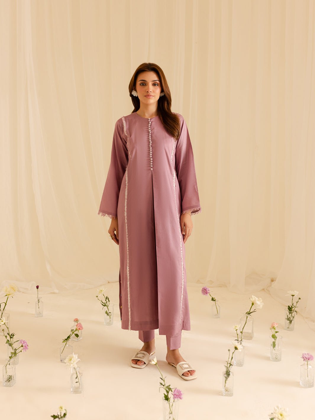 Mahnur | Petal Whispers Lawn Pret | Liliosa-Brand:Mahnur-Type:Ladies Clothes-Lilac-Lawn-House of Maryam- Buy in UK, USA