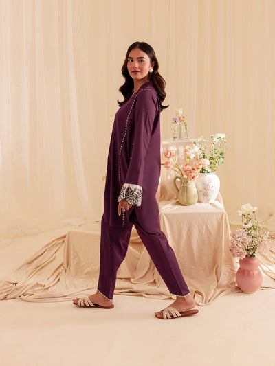 Mahnur | Petal Whispers Lawn Pret | Meadow-Brand:Mahnur-Type:Ladies Clothes-Magenta-Lawn-House of Maryam- Buy in UK, USA