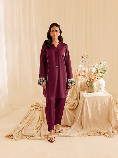 Mahnur | Petal Whispers Lawn Pret | Meadow-Brand:Mahnur-Type:Ladies Clothes-Magenta-Lawn-House of Maryam- Buy in UK, USA