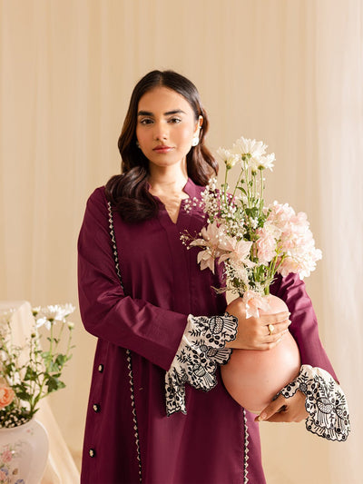 Mahnur | Petal Whispers Lawn Pret | Meadow-Brand:Mahnur-Type:Ladies Clothes-Magenta-Lawn-House of Maryam- Buy in UK, USA