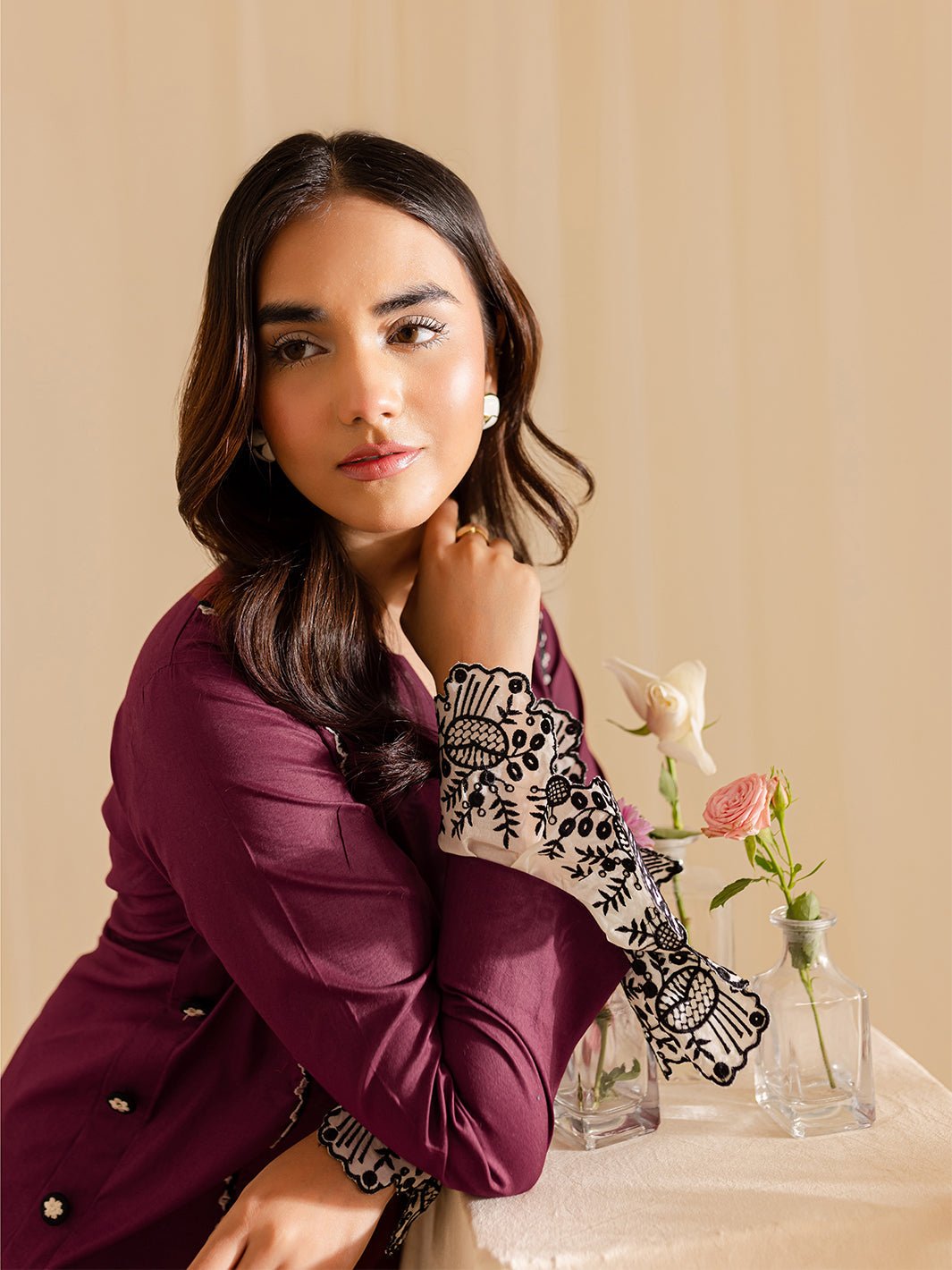 Mahnur | Petal Whispers Lawn Pret | Meadow-Brand:Mahnur-Type:Ladies Clothes-Magenta-Lawn-House of Maryam- Buy in UK, USA