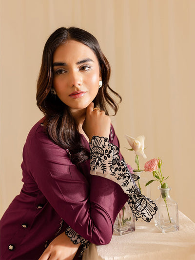 Mahnur | Petal Whispers Lawn Pret | Meadow-Brand:Mahnur-Type:Ladies Clothes-Magenta-Lawn-House of Maryam- Buy in UK, USA