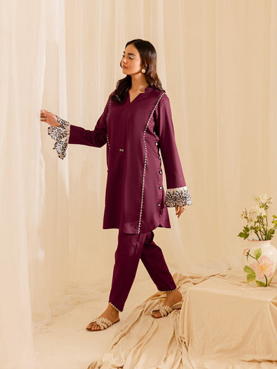 Mahnur | Petal Whispers Lawn Pret | Meadow-Brand:Mahnur-Type:Ladies Clothes-Magenta-Lawn-House of Maryam- Buy in UK, USA