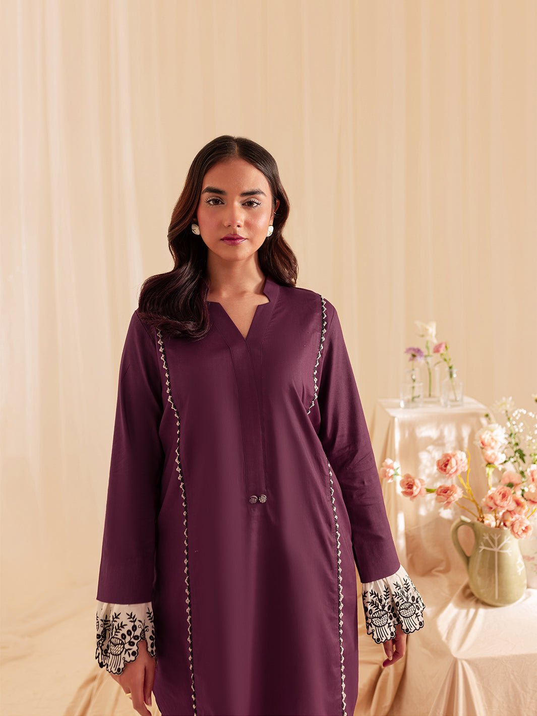 Mahnur | Petal Whispers Lawn Pret | Meadow-Brand:Mahnur-Type:Ladies Clothes-Magenta-Lawn-House of Maryam- Buy in UK, USA