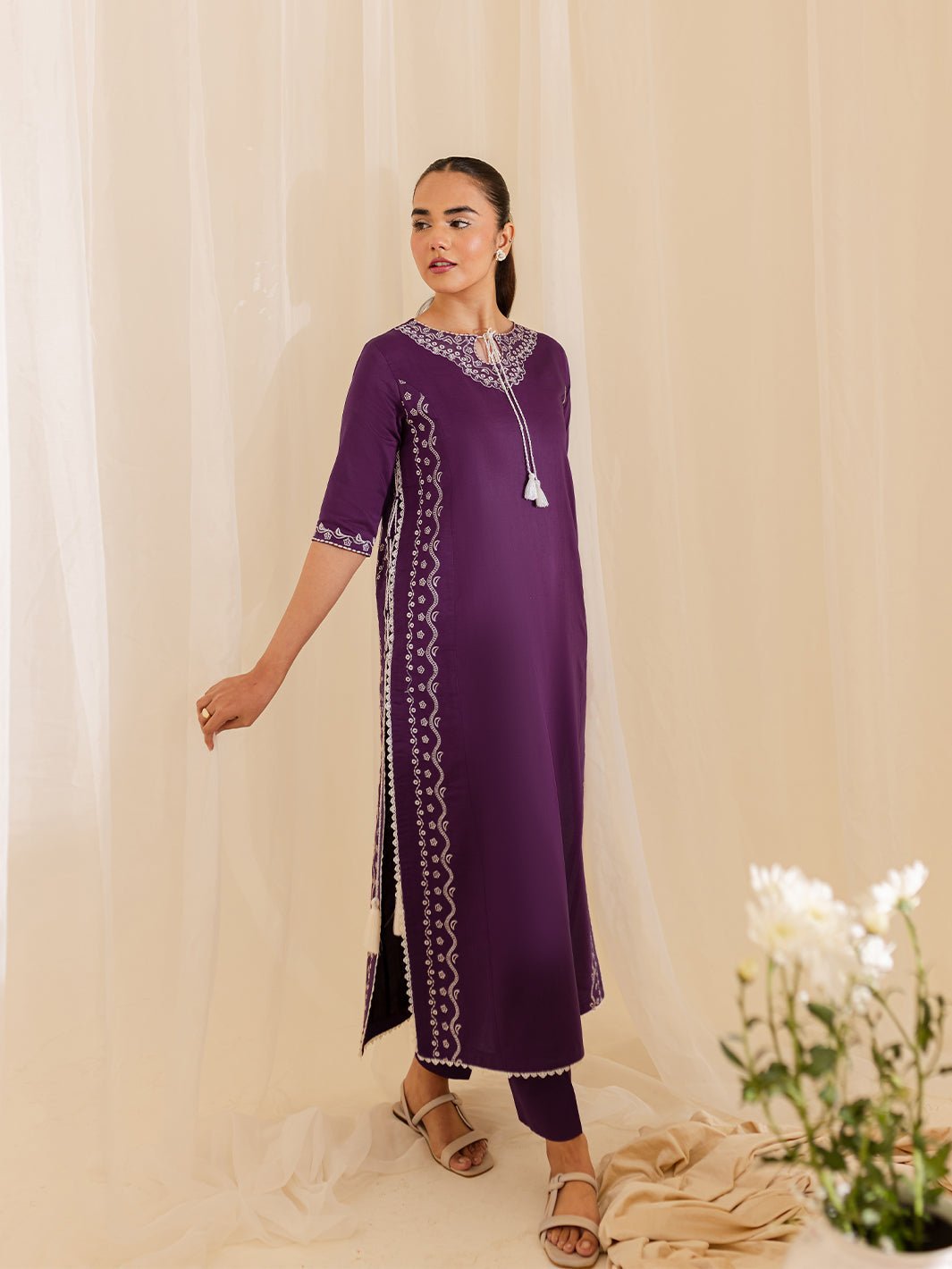 Mahnur | Petal Whispers Lawn Pret | Petalina-Brand:Mahnur-Type:Ladies Clothes-Dark Purple-Lawn-House of Maryam- Buy in UK, USA