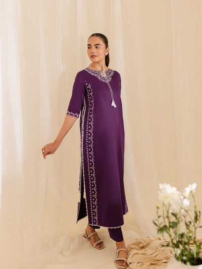 Mahnur | Petal Whispers Lawn Pret | Petalina-Brand:Mahnur-Type:Ladies Clothes-Dark Purple-Lawn-House of Maryam- Buy in UK, USA