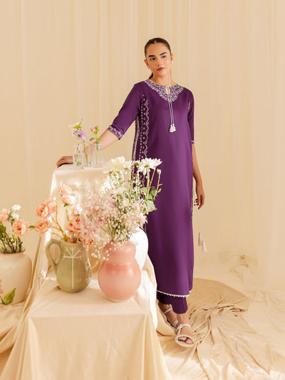Mahnur | Petal Whispers Lawn Pret | Petalina-Brand:Mahnur-Type:Ladies Clothes-Dark Purple-Lawn-House of Maryam- Buy in UK, USA