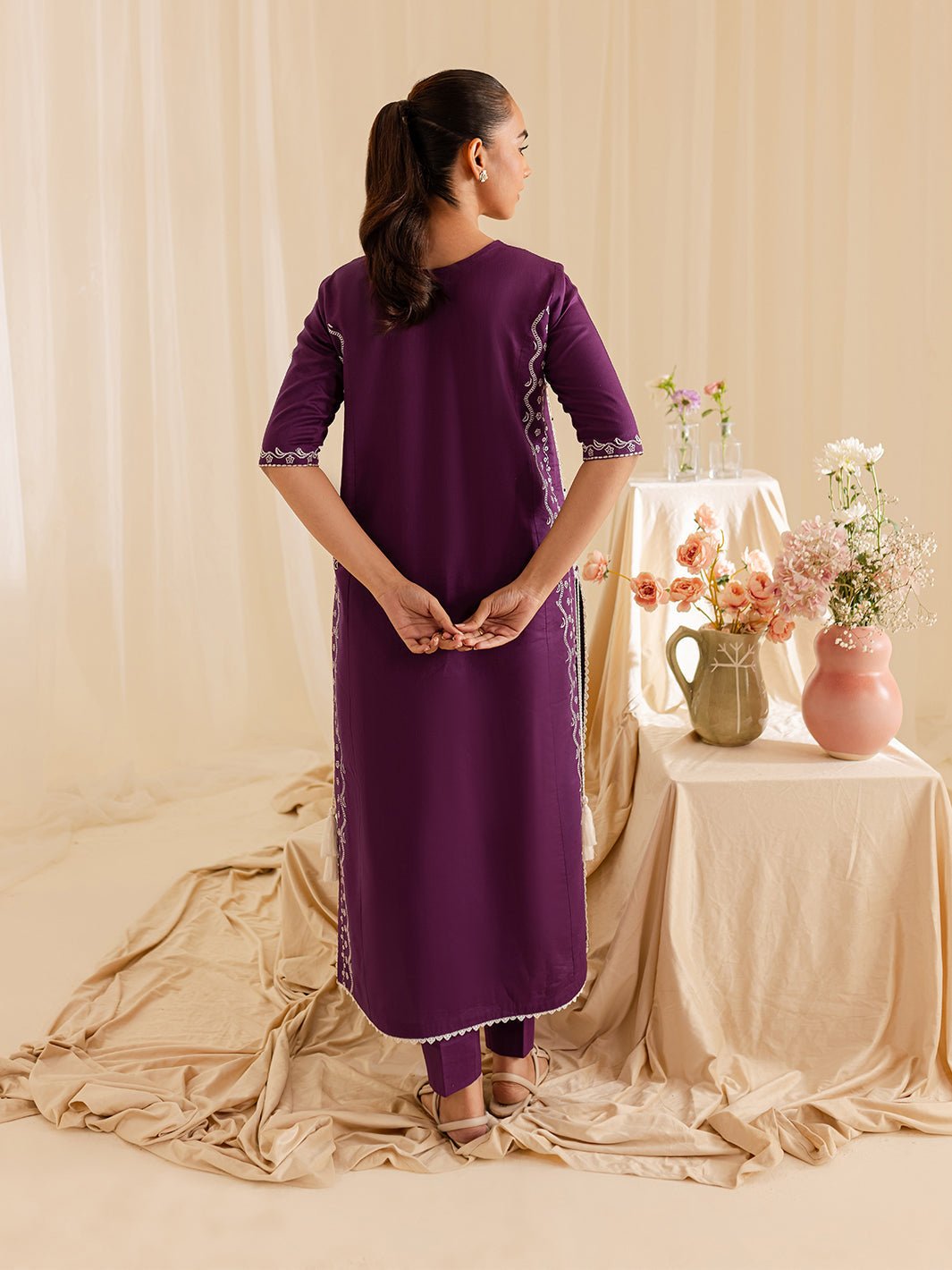 Mahnur | Petal Whispers Lawn Pret | Petalina-Brand:Mahnur-Type:Ladies Clothes-Dark Purple-Lawn-House of Maryam- Buy in UK, USA