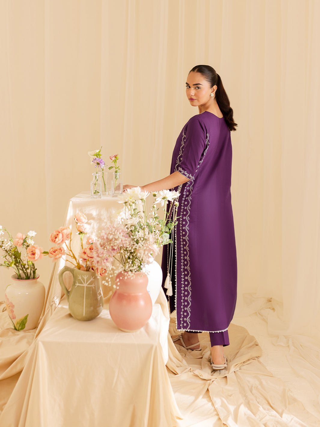 Mahnur | Petal Whispers Lawn Pret | Petalina-Brand:Mahnur-Type:Ladies Clothes-Dark Purple-Lawn-House of Maryam- Buy in UK, USA