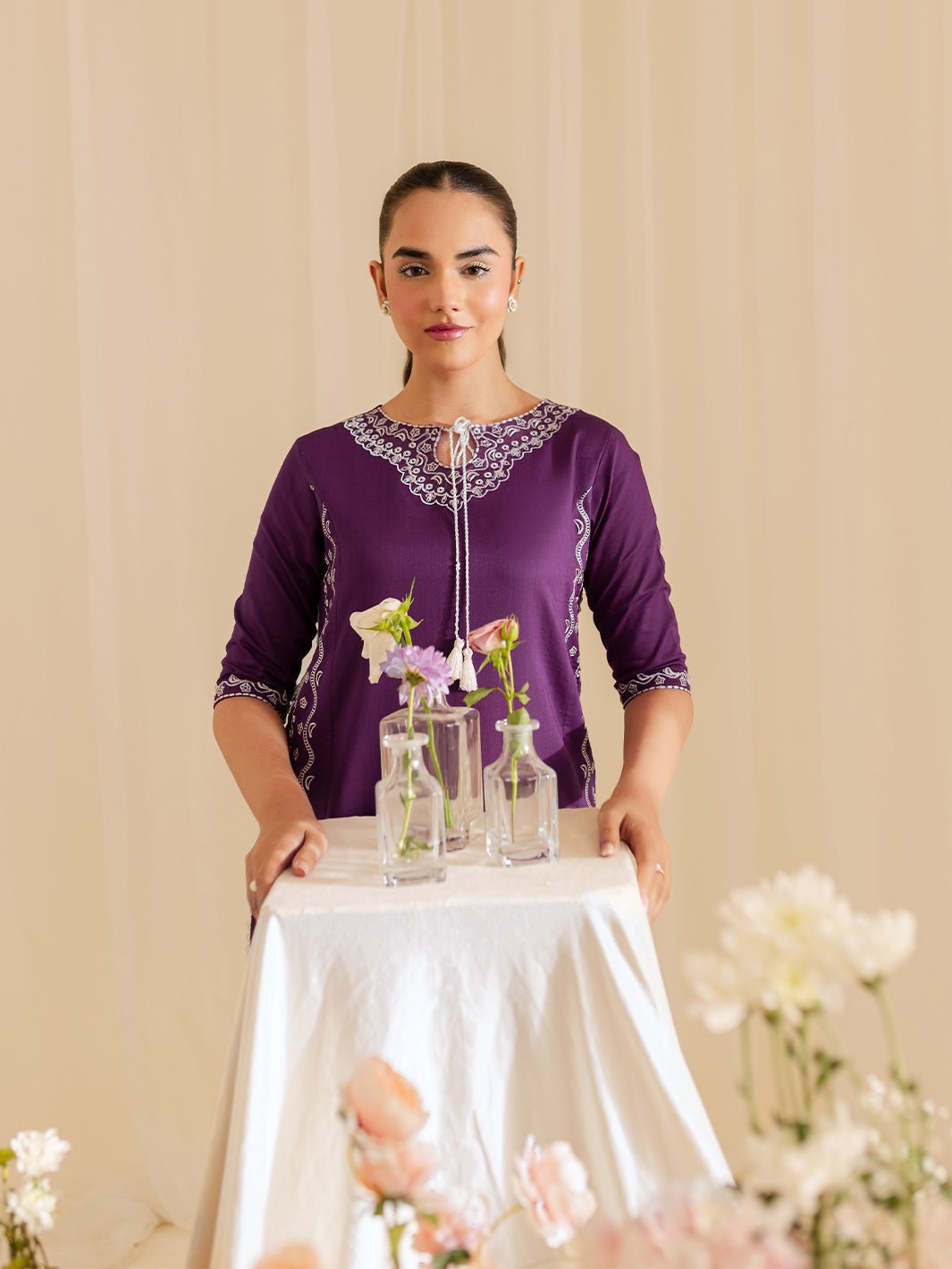 Mahnur | Petal Whispers Lawn Pret | Petalina-Brand:Mahnur-Type:Ladies Clothes-Dark Purple-Lawn-House of Maryam- Buy in UK, USA