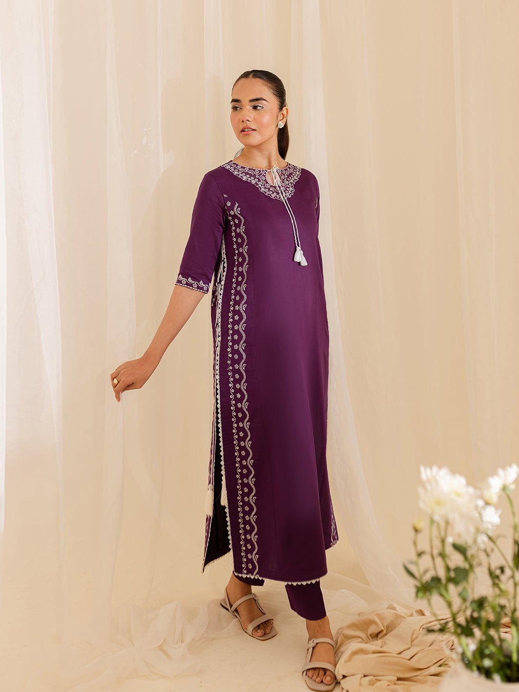 Mahnur | Petal Whispers Lawn Pret | Petalina-Brand:Mahnur-Type:Ladies Clothes-Dark Purple-Lawn-House of Maryam- Buy in UK, USA