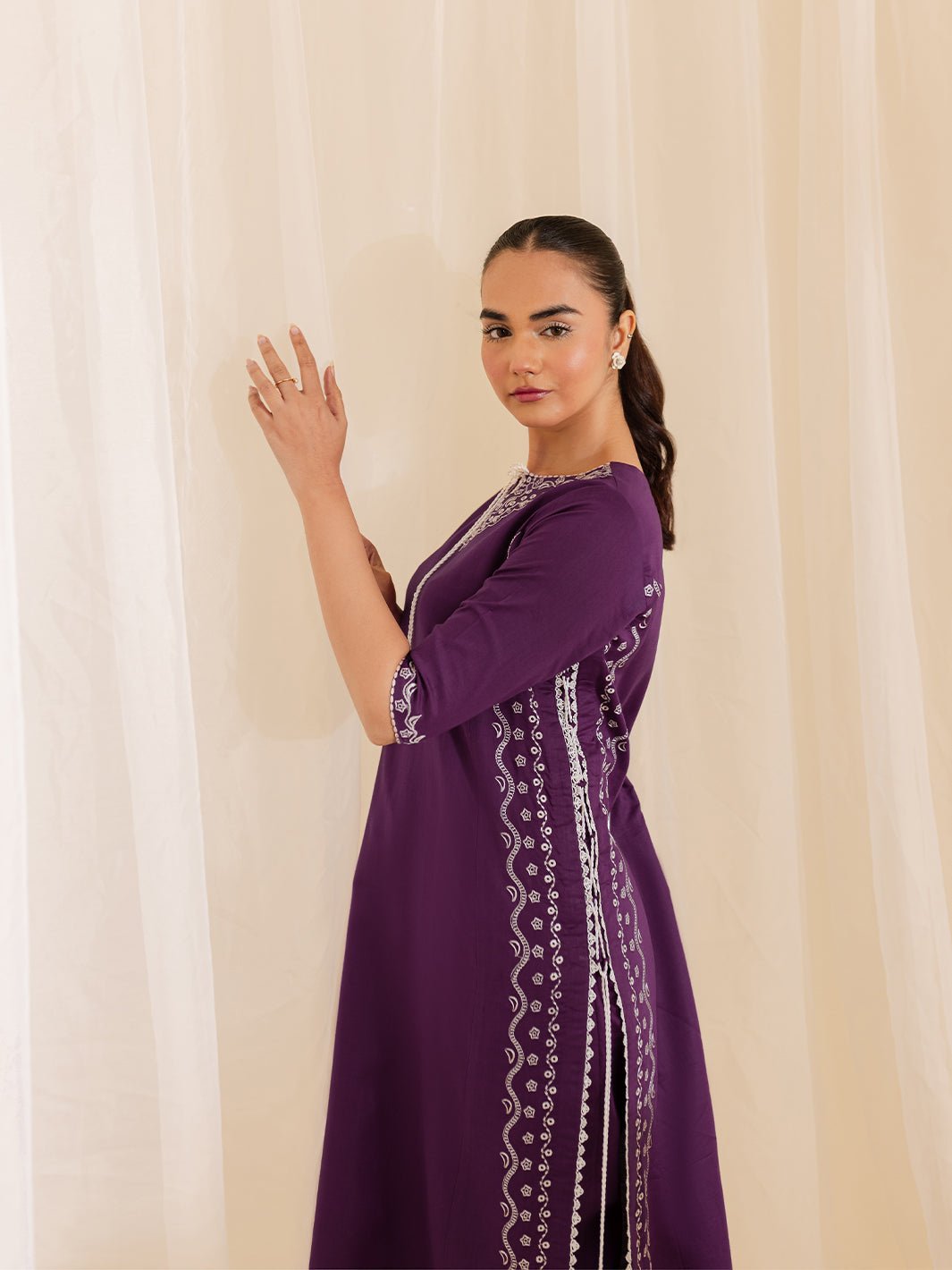 Mahnur | Petal Whispers Lawn Pret | Petalina-Brand:Mahnur-Type:Ladies Clothes-Dark Purple-Lawn-House of Maryam- Buy in UK, USA