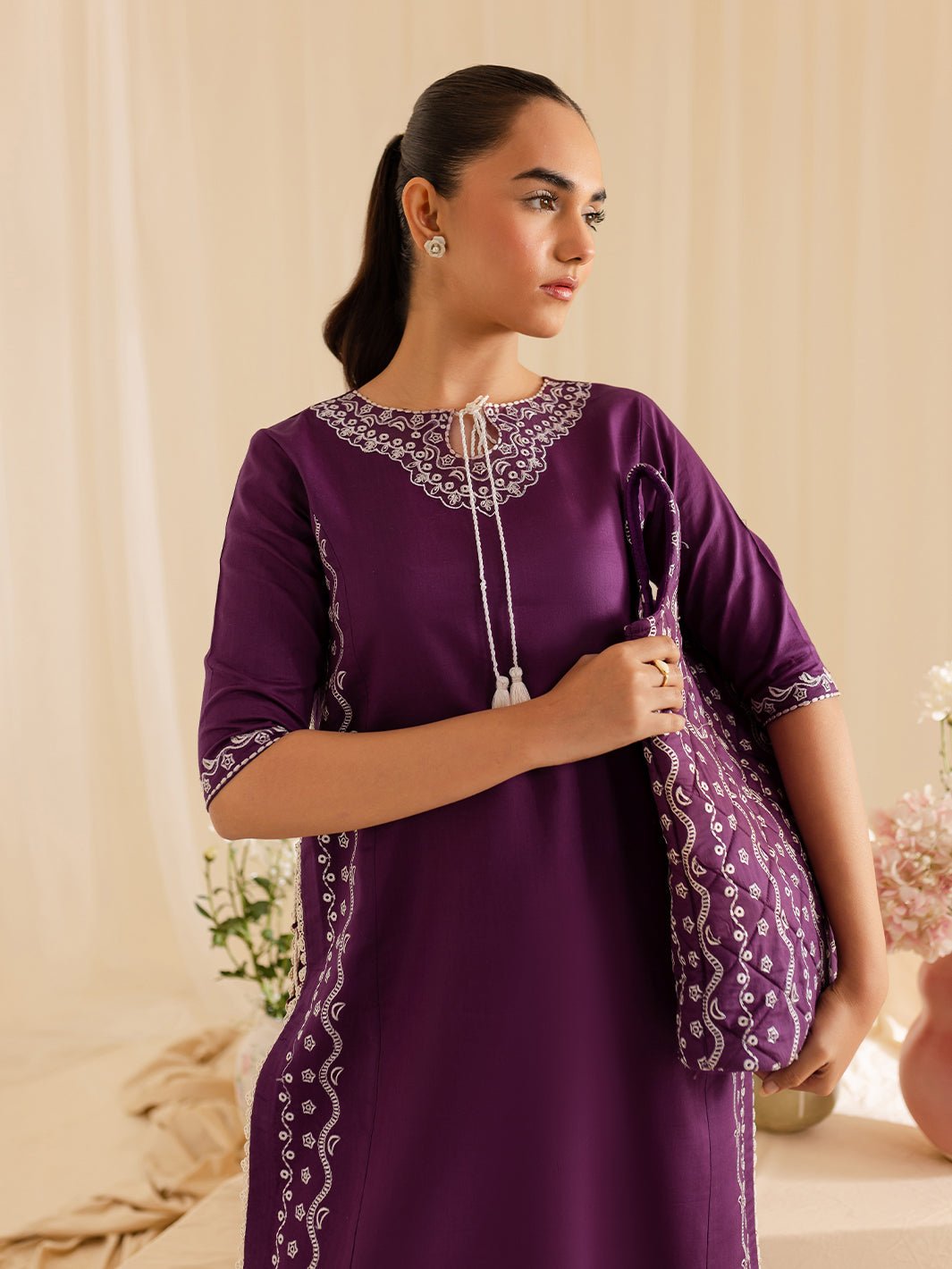Mahnur | Petal Whispers Lawn Pret | Petalina-Brand:Mahnur-Type:Ladies Clothes-Dark Purple-Lawn-House of Maryam- Buy in UK, USA