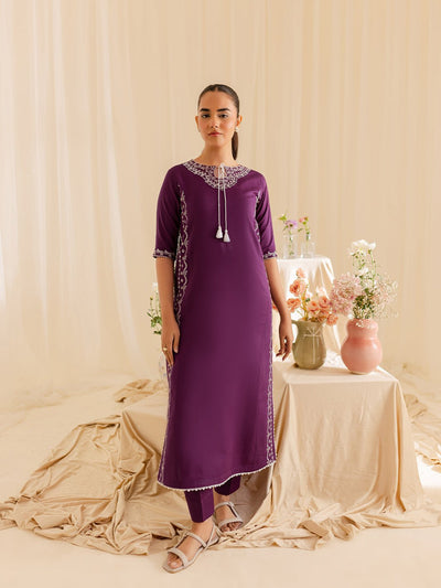 Mahnur | Petal Whispers Lawn Pret | Petalina-Brand:Mahnur-Type:Ladies Clothes-Dark Purple-Lawn-House of Maryam- Buy in UK, USA