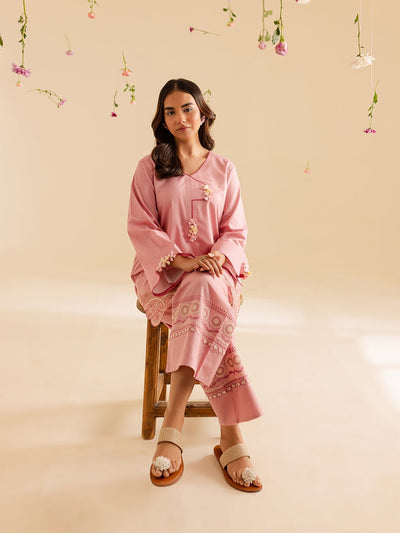Mahnur | Petal Whispers Lawn Pret | Primrose-Brand:Mahnur-Type:Ladies Clothes-Pink-Lawn-House of Maryam- Buy in UK, USA