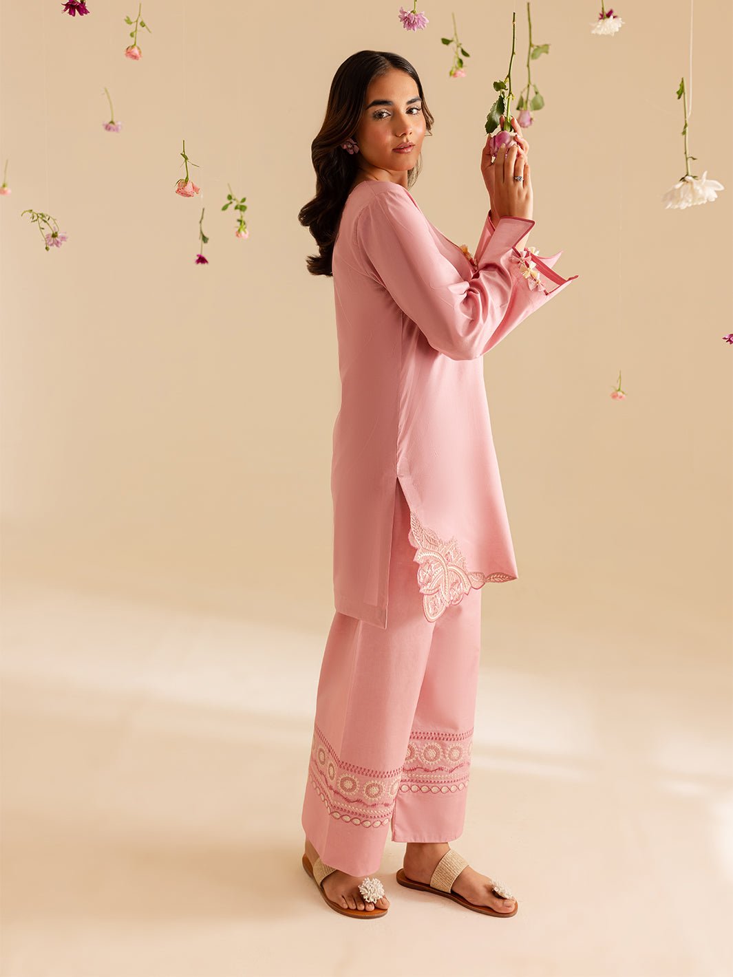 Mahnur | Petal Whispers Lawn Pret | Primrose-Brand:Mahnur-Type:Ladies Clothes-Pink-Lawn-House of Maryam- Buy in UK, USA