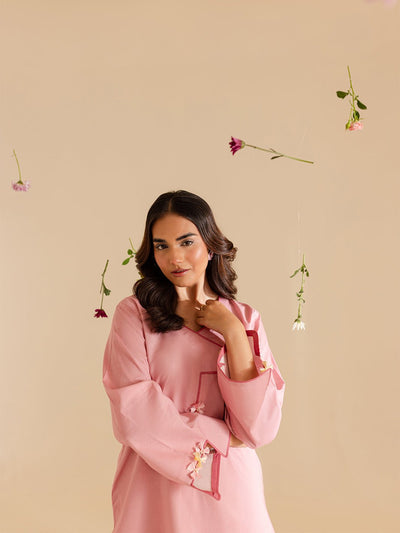 Mahnur | Petal Whispers Lawn Pret | Primrose-Brand:Mahnur-Type:Ladies Clothes-Pink-Lawn-House of Maryam- Buy in UK, USA
