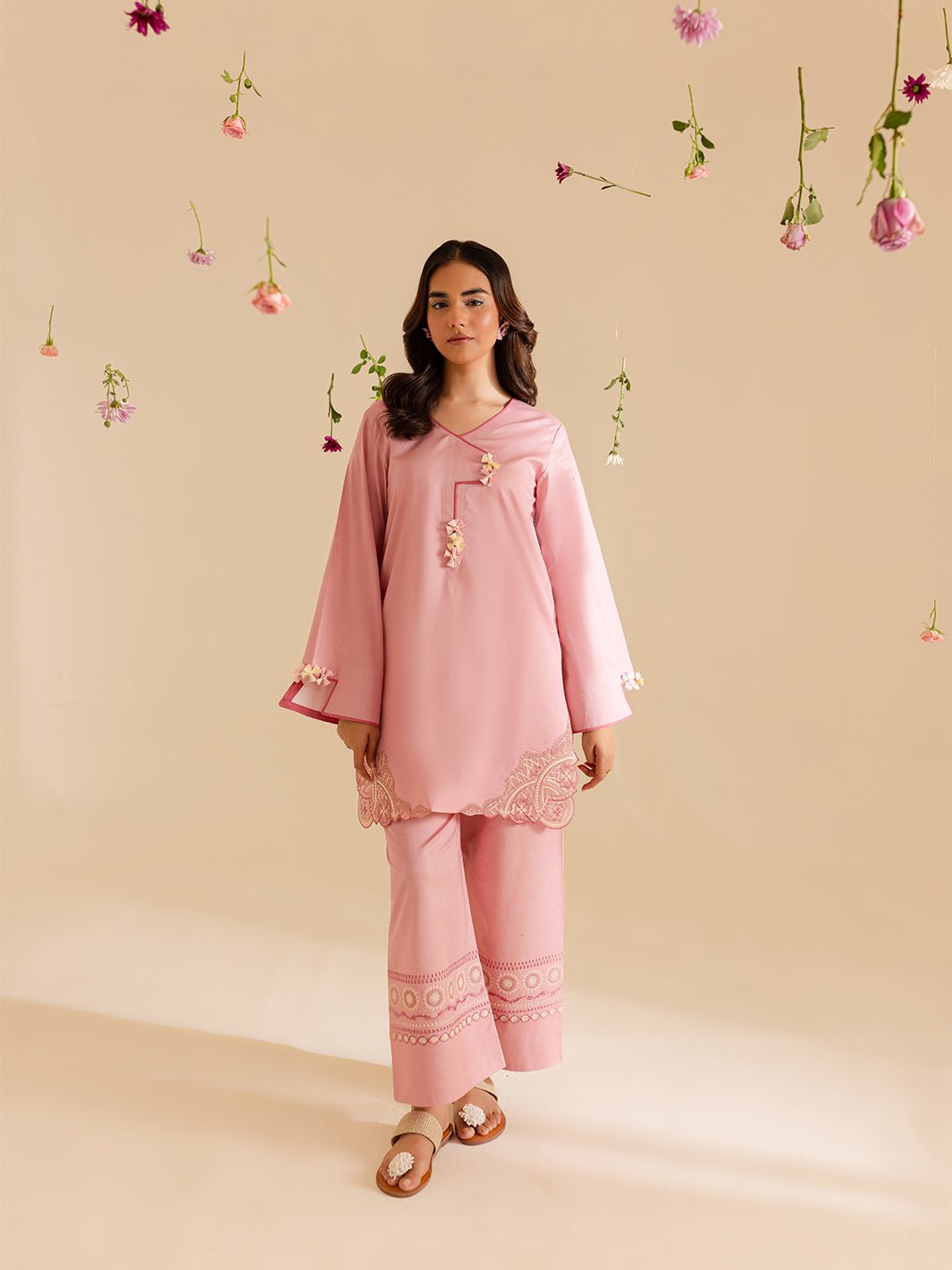 Mahnur | Petal Whispers Lawn Pret | Primrose-Brand:Mahnur-Type:Ladies Clothes-Pink-Lawn-House of Maryam- Buy in UK, USA