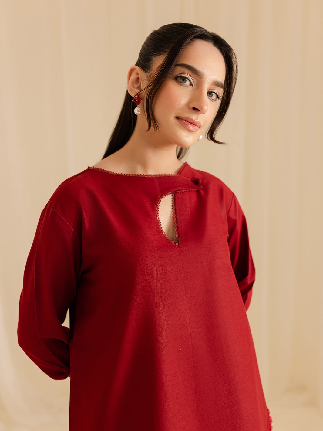 Mahnur | Petal Whispers Lawn Pret | Roselle-Brand:Mahnur-Type:Ladies Clothes-Deep Red-Lawn-House of Maryam- Buy in UK, USA