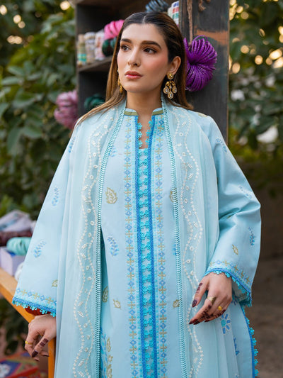 Mahnur | Satrangi Lawn 26 | ST-02-Brand:Mahnur-Type:Ladies Clothes-Light Sky Blue-Lawn-House of Maryam- Buy in UK, USA