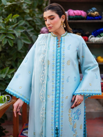 Mahnur | Satrangi Lawn 26 | ST-02-Brand:Mahnur-Type:Ladies Clothes-Light Sky Blue-Lawn-House of Maryam- Buy in UK, USA