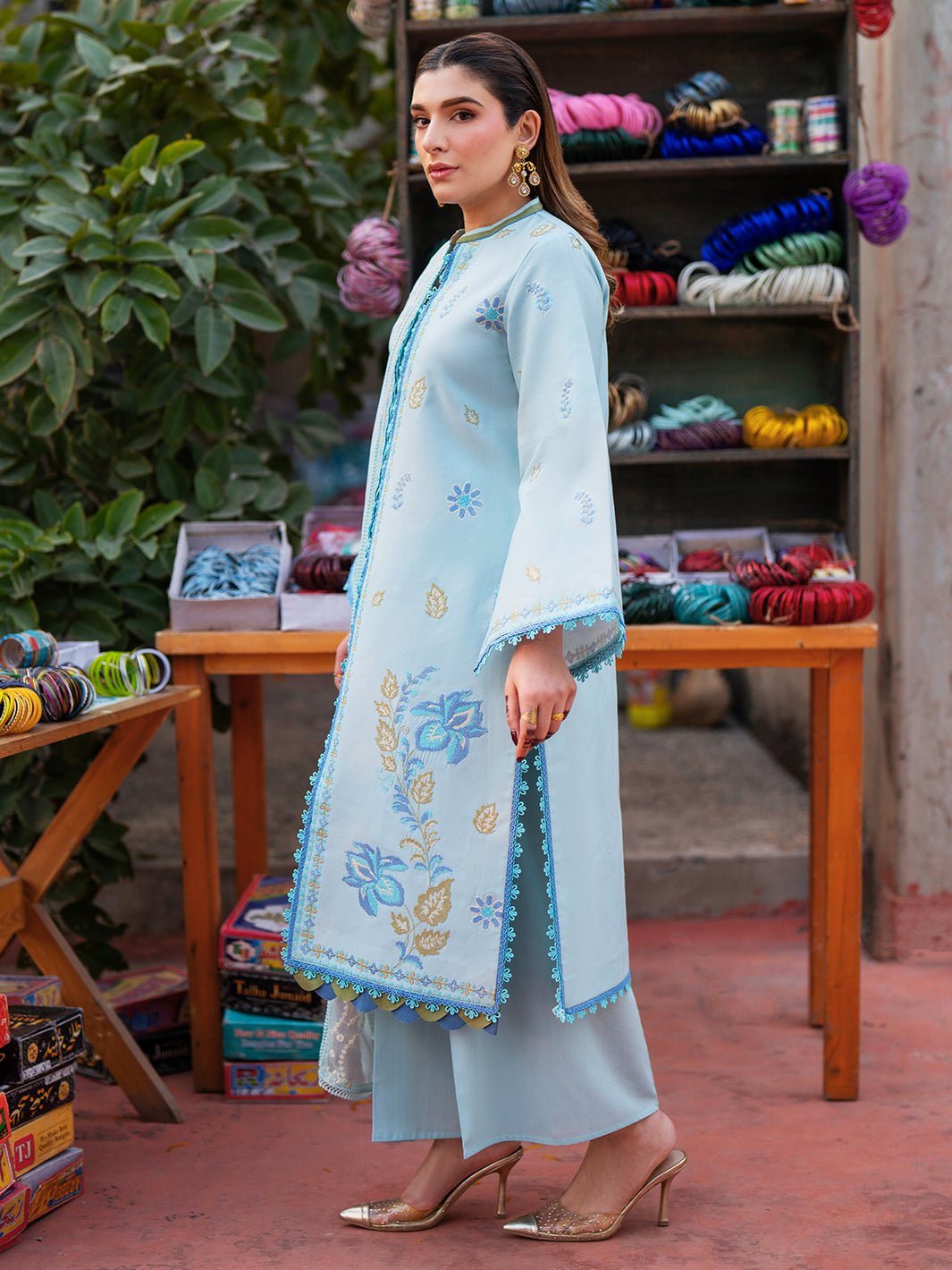 Mahnur | Satrangi Lawn 26 | ST-02-Brand:Mahnur-Type:Ladies Clothes-Light Sky Blue-Lawn-House of Maryam- Buy in UK, USA
