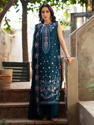 Mahnur | Satrangi Lawn 26 | ST-03-Brand:Mahnur-Type:Ladies Clothes-Bottle Green-Lawn-House of Maryam- Buy in UK, USA