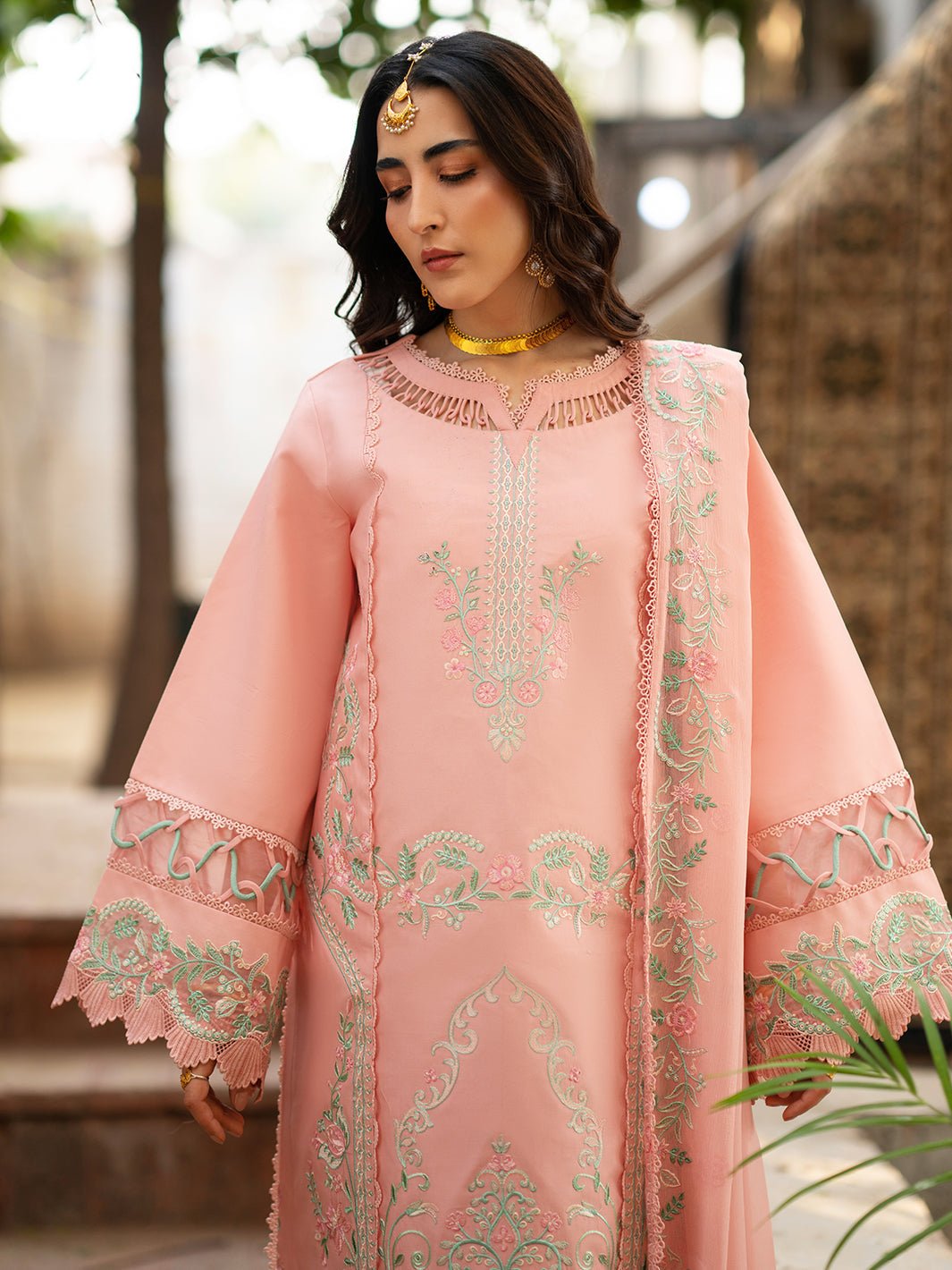 Mahnur | Satrangi Lawn 26 | ST-05-Brand:Mahnur-Type:Ladies Clothes-Peach Pink-Lawn-House of Maryam- Buy in UK, USA