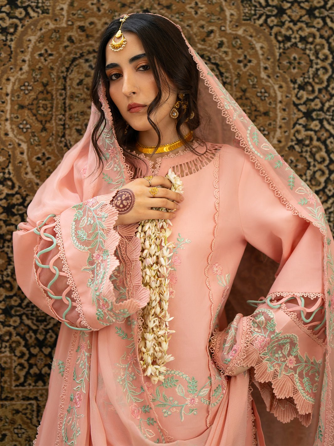 Mahnur | Satrangi Lawn 26 | ST-05-Brand:Mahnur-Type:Ladies Clothes-Peach Pink-Lawn-House of Maryam- Buy in UK, USA