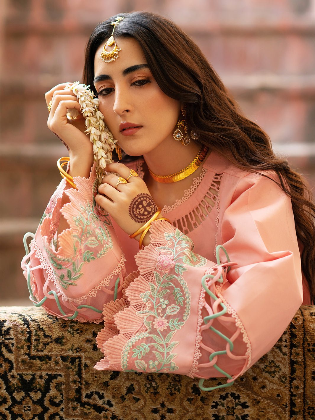 Mahnur | Satrangi Lawn 26 | ST-05-Brand:Mahnur-Type:Ladies Clothes-Peach Pink-Lawn-House of Maryam- Buy in UK, USA