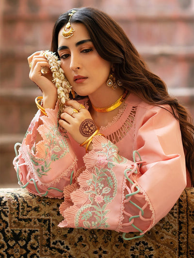 Mahnur | Satrangi Lawn 26 | ST-05-Brand:Mahnur-Type:Ladies Clothes-Peach Pink-Lawn-House of Maryam- Buy in UK, USA