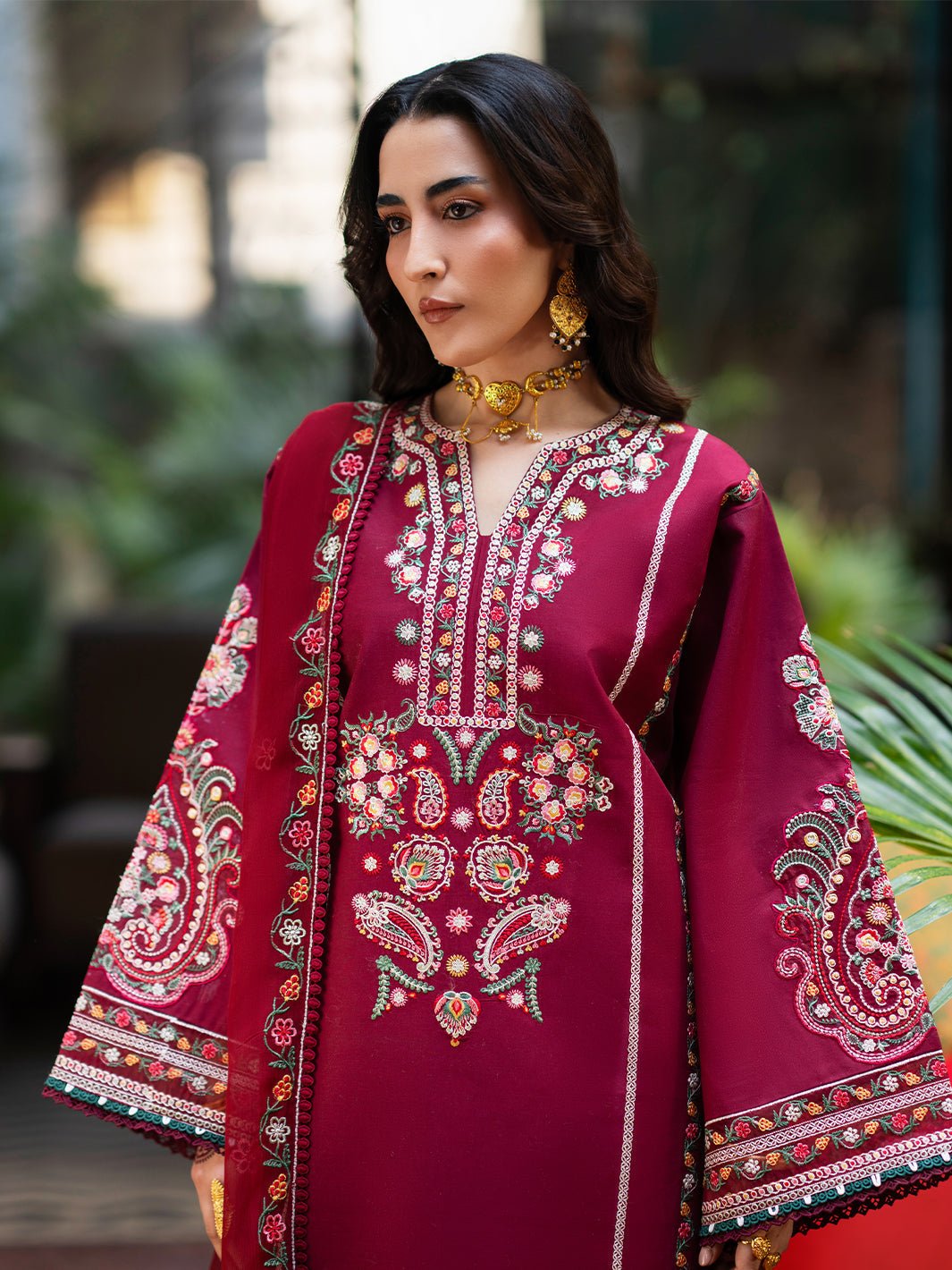 Mahnur | Satrangi Lawn 26 | ST-06-Brand:Mahnur-Type:Ladies Clothes-Wine-Lawn-House of Maryam- Buy in UK, USA